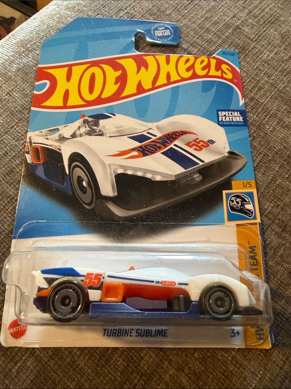 Hot Wheels Turbine Sublime HW Race Team 1/5 White Blue Orange Race